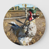 **"Gepunktete Majestät: The Speckled Farm Rooster" Große Wanduhr (Vorderseite)