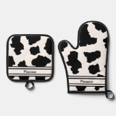 Gepunktete Moo Cow Dutch Holstein Ofenhandschuh & Topflappen-Set (Vorderseite)