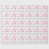 Gepunktete Pastel Giraffe Pink Hearts Kindergeburt Geschenkpapier (Flach)