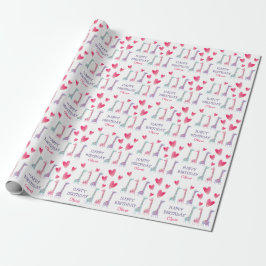 Gepunktete Pastel Giraffe Pink Hearts Kindergeburt Geschenkpapier