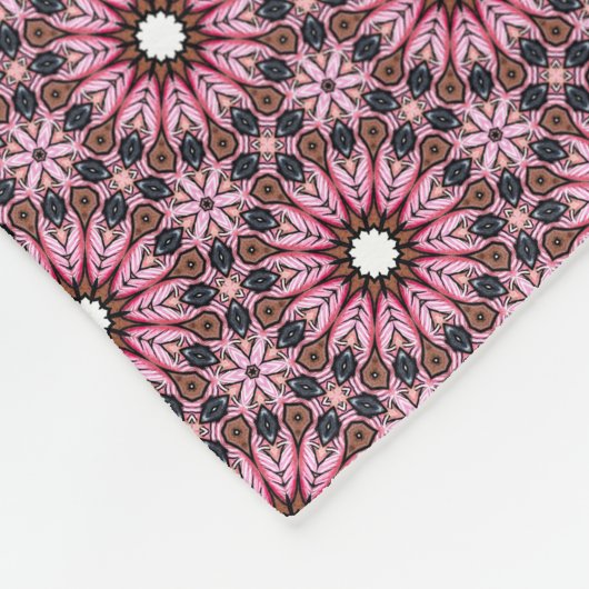 Gepunktete rosa Feder Boho  Fleecedecke (Ecke)