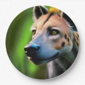 Gepunktete Stalking Hyena, die seine Beute beobach Pappteller (Vorderseite)