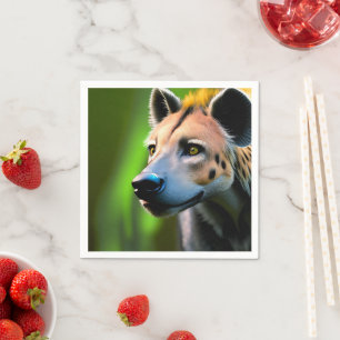 Gepunktete Stalking Hyena, die seine Beute beobach Serviette