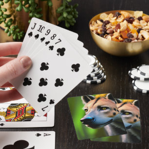 Gepunktete Stalking Hyena, die seine Beute beobach Spielkarten