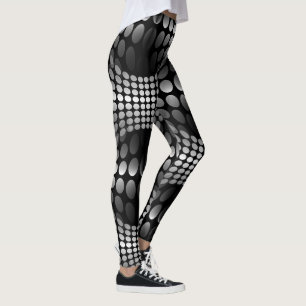 Gepunktete Waves - Schwarzweißtapeten Leggings