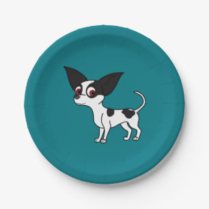 Gepunkteter Chihuahua mit dem kurzen Haar Pappteller
