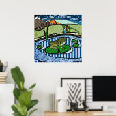 Gepunkteter Frosch in einem Teich Poster (Heimbüro)