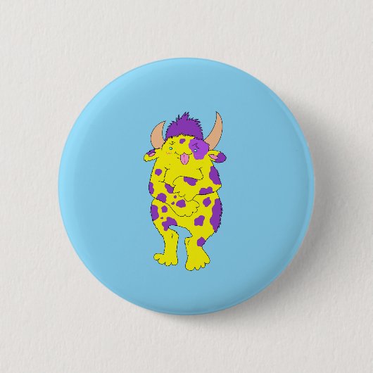 Gepunkteter Fuzzy-Monster-Button Button (Vorderseite)