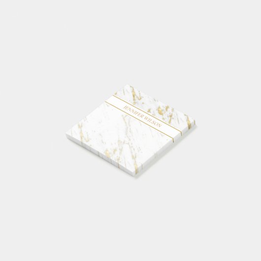 Gepunkteter Glitzer Weißer Marmor Post-it Klebezettel (angewinkelt)