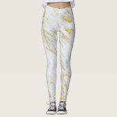 Gepunkteter Gold-Glitzer aus weißem Marmor Leggings (Vorderseite)