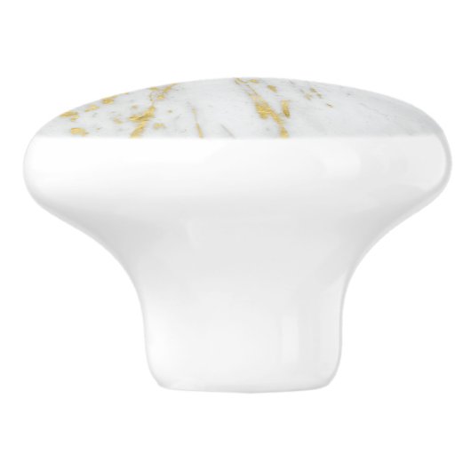 Gepunkteter goldfarbener Glitzer Weißer Marmor Keramikknauf (Seitenansicht)