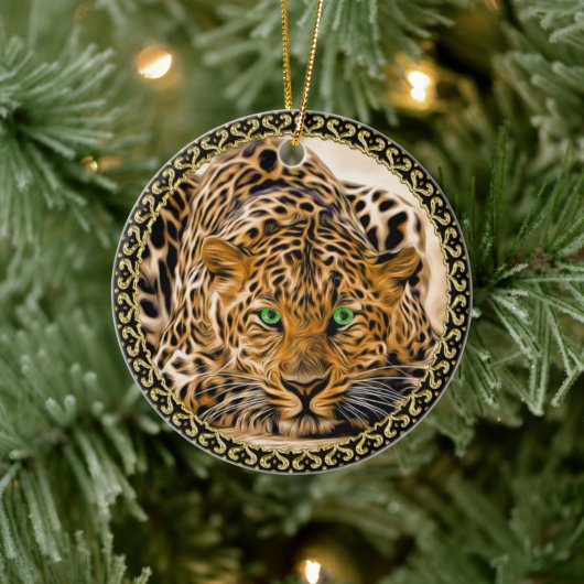Gepunkteter, hellgrüner Augenleopard Keramik Ornament (Baum)