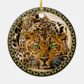 Gepunkteter, hellgrüner Augenleopard Keramik Ornament (Hinten)