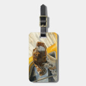 Gepunkteter Hund auf Autofahrten Kunstdrucken Gepäckanhänger (Vorderseite vertikal)