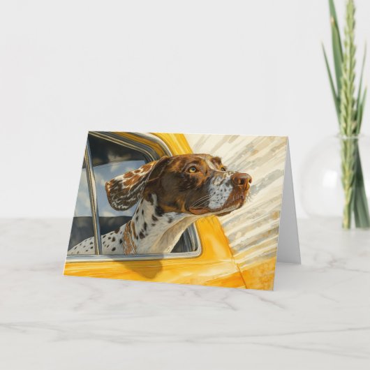 Gepunkteter Hund auf Autofahrten Kunstdrucken Karte (Vorderseite)