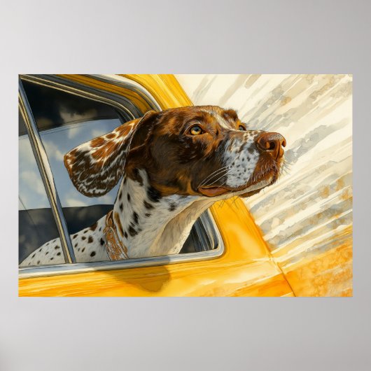 Gepunkteter Hund auf Autofahrten Kunstdrucken Poster (Vorne)