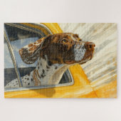 Gepunkteter Hund auf Autofahrten Kunstdrucken Puzzle (Horizontal)
