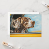 Gepunkteter Hund auf einem Auto Abenteuer Kunst Karte (Vorderseite/Rückseite Beispiel)