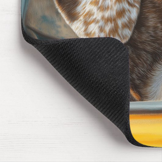 Gepunkteter Hund auf einem Auto Abenteuer Kunst Mousepad (Ecke)