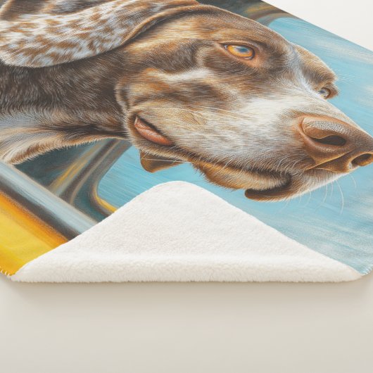 Gepunkteter Hund auf einem Auto Abenteuer Kunst Sherpadecke (3/4)