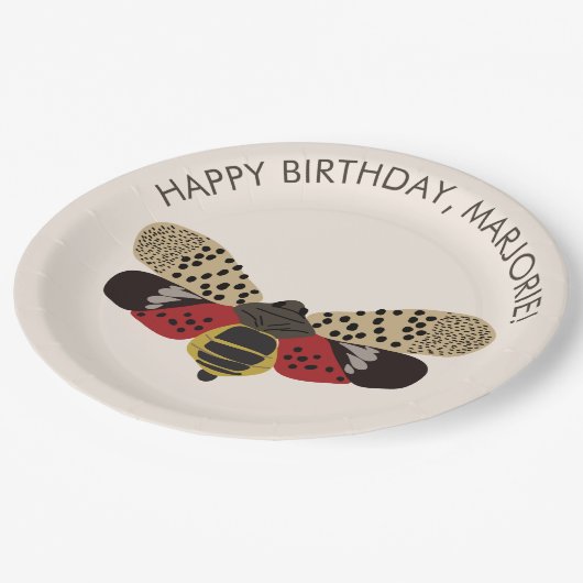 Gepunkteter Lanternfly Bug Personalisiertes Party Pappteller (Schrägansicht)