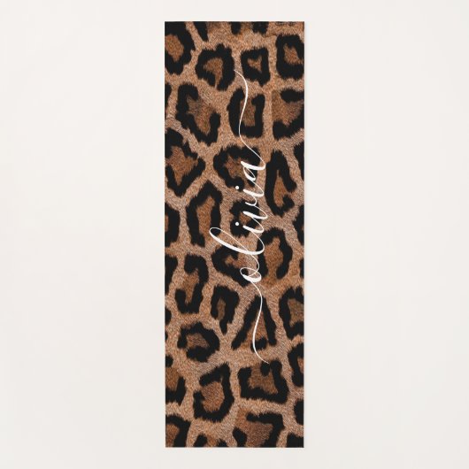 Gepunkteter Leopard-Personalisierter Name Yogamatte (Vorderseite)