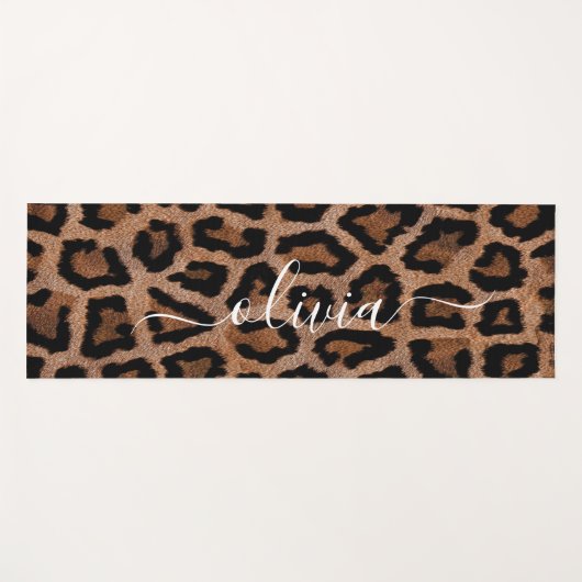 Gepunkteter Leopard-Personalisierter Name Yogamatte (Vorderseite (Horizontal))