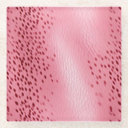 Gepunkteter Leopardendruck, rosa Glasuntersetzer (Vorderseite)