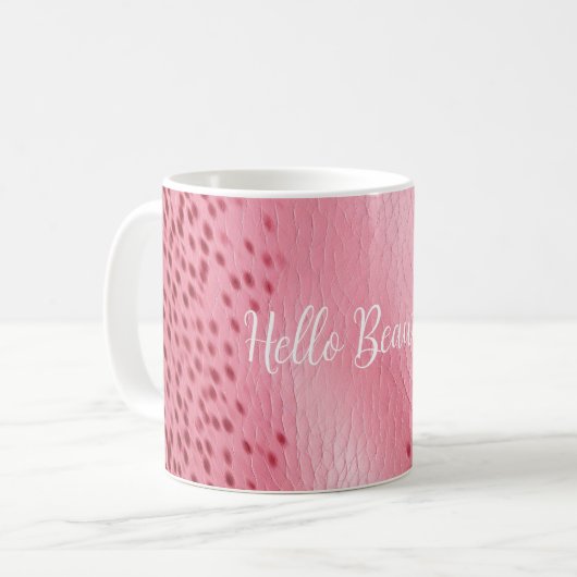 Gepunkteter Leopardendruck, rosa Kaffeetasse (Vorderseite Links)