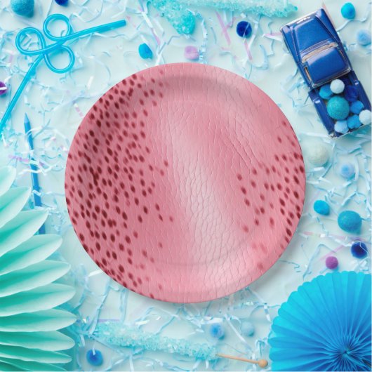 Gepunkteter Leopardendruck, rosa Pappteller (Party)