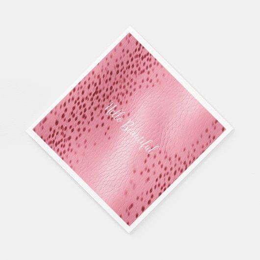 Gepunkteter Leopardendruck, rosa Serviette (Ecke)