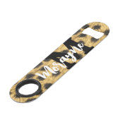 Gepunkteter Name des Katzen-Tieres Schwarz-weißer  Speed Flaschenöffner (Vorderseite Schrägansicht)