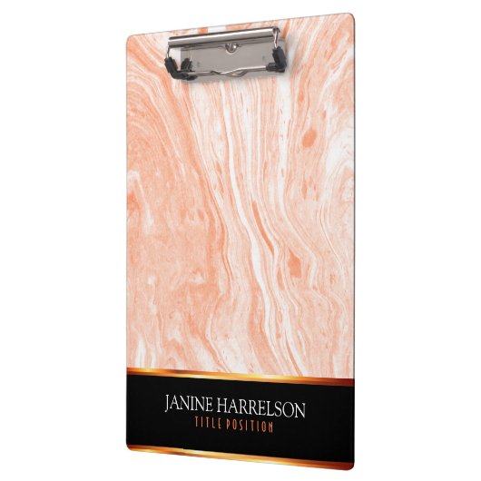 Gepunkteter orangefarbener und weißer Marmorstein Klemmbrett (Links)