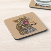 Gepunkteter Pop Art Leopard Getränkeuntersetzer (Linke Seite)