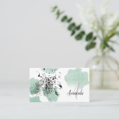 Gepunkteter QR-Code für grüne Wasserfarbe Visitenkarte (Stehend Vorderseite)