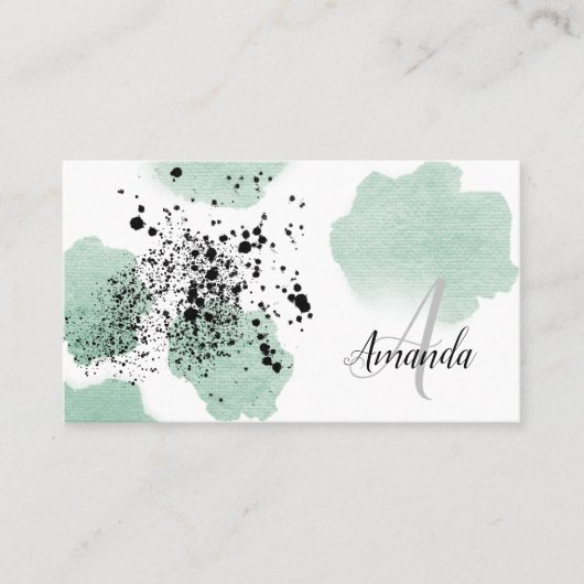 Gepunkteter QR-Code für grüne Wasserfarbe Visitenkarte (Vorderseite)