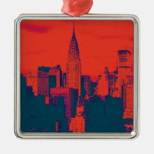 Gepunkteter roter Retro-Style-Pop-Art-New-York-Cit Ornament Aus Metall