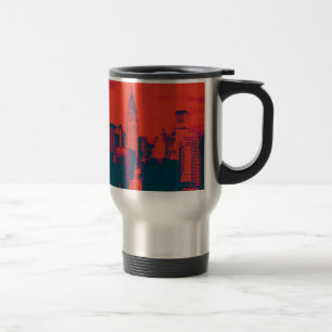 Gepunkteter roter Retro-Style-Pop-Art-New-York-Cit Reisebecher