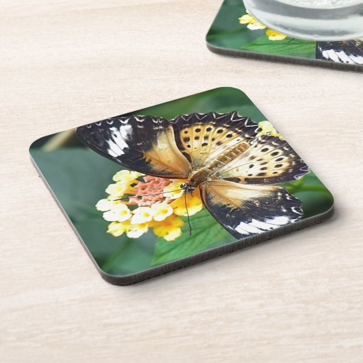 Gepunkteter Schmetterling Getränkeuntersetzer (Linke Seite)