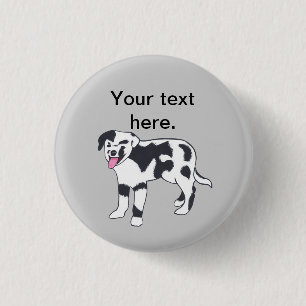 Gepunkteter, schwarzer und weißer Hund - Texttaste Button