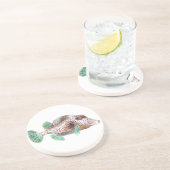 Gepunkteter Trunkfish-Untersetzer Sandstein Untersetzer (Seite)