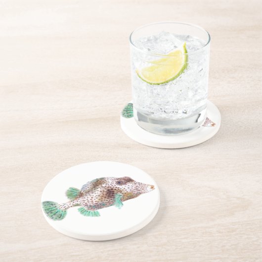 Gepunkteter Trunkfish-Untersetzer Sandstein Untersetzer (Seite)