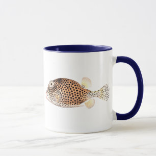 Gepunkteter Trunkfish-Vintager Fisch-Druck - Tasse