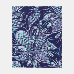 Gepunktetes blaues Muster mit Paisley und Perlen. Fleecedecke