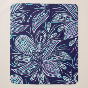 Gepunktetes blaues Muster mit Paisley und Perlen. Sherpadecke
