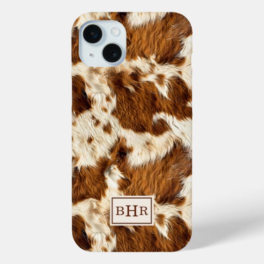 Gepunktetes braunes Rindsleder mit Monogramm Case-Mate iPhone Hülle (Rückseite)