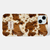 Gepunktetes braunes Rindsleder mit Monogramm Case-Mate iPhone Hülle (Rückseite (Horizontal))