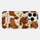 Gepunktetes braunes Rindsleder mit Monogramm Case-Mate iPhone Hülle (Rückseite (Horizontal))