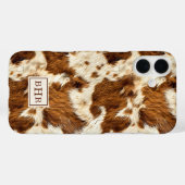 Gepunktetes braunes Rindsleder mit Monogramm Case-Mate iPhone Hülle (Rückseite (Horizontal))