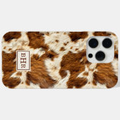 Gepunktetes braunes Rindsleder mit Monogramm Case-Mate iPhone Hülle (Rückseite (Horizontal))